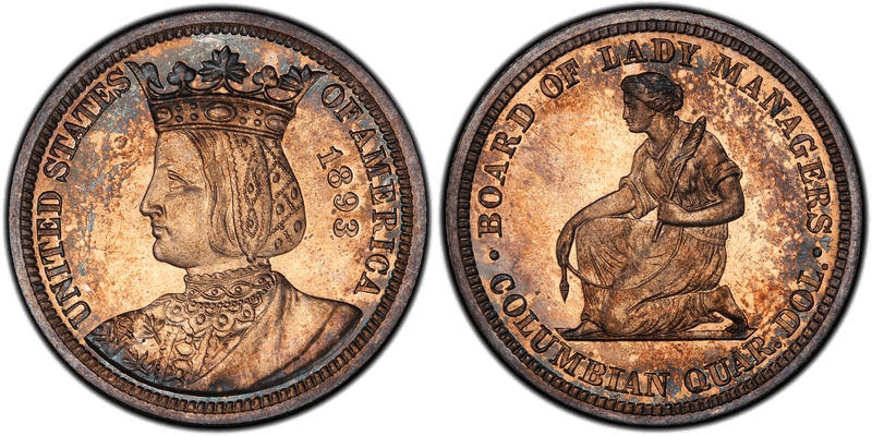 1893 Isabella Quarter — the first and only commemorative quarter until the State Quarter program